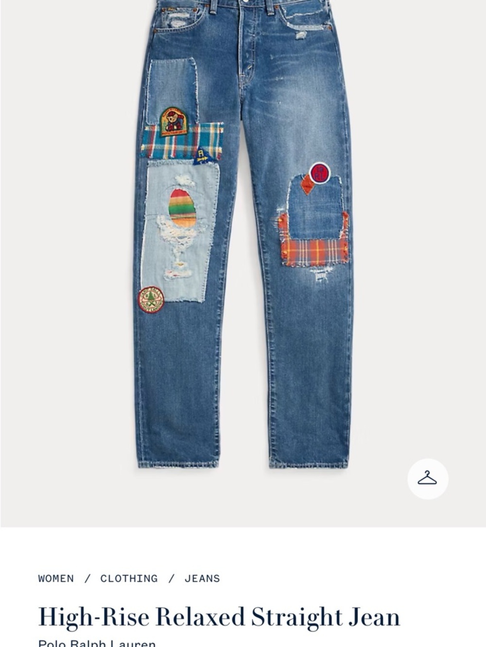 Polo by Ralph Lauren Blue Distressed Patchwork Relaxed Jeans $298